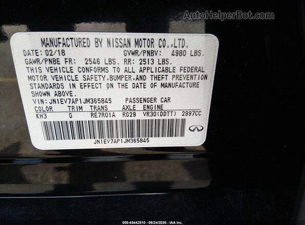 JN1EV7AP1JM365845 2018 INFINITI Q50 Black Շարժիչի բաժամունքի տեսք