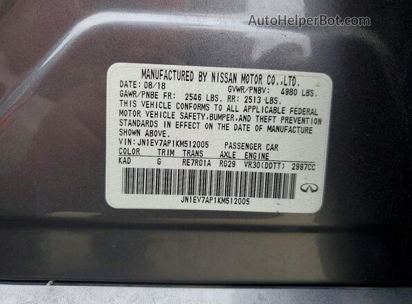 JN1EV7AP1KM512005 2019 INFINITI Q50 Gray 
