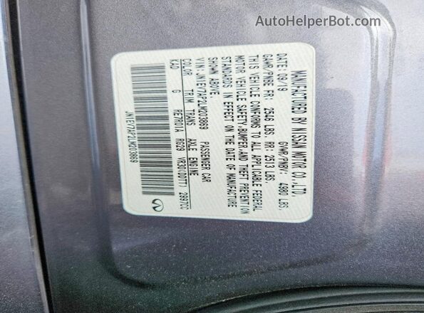JN1EV7AP2LM203869 2020 INFINITI Q50 Серый Вид наклейки с VIN-кодом