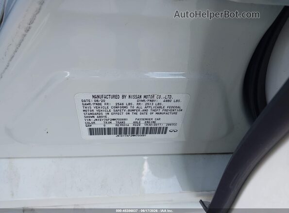JN1EV7AP2MM700681 2021 INFINITI Q50 White Engine compartment view