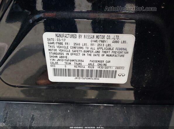 JN1EV7AP4HM743554 2017 INFINITI Q50 Black Вид підкапотного простору