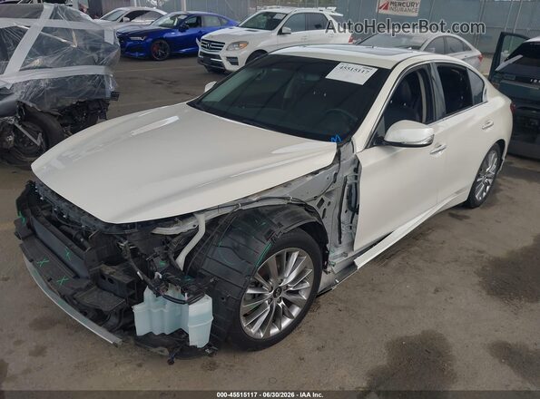JN1EV7AP4KM512256 2019 INFINITI Q50 White Առջևի ձախ երեք քառորդ տեսարան