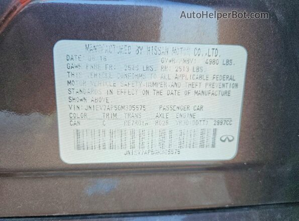 JN1EV7AP5GM305575 2016 INFINITI Q50 Tan 