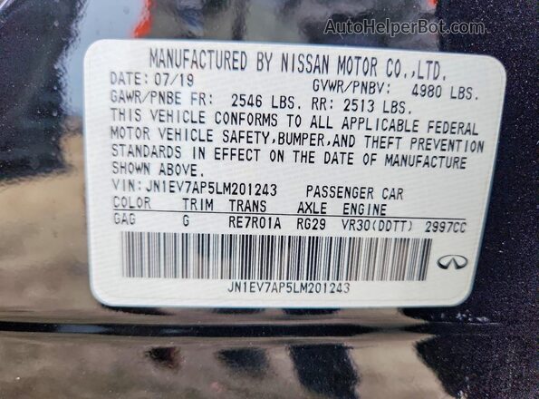 JN1EV7AP5LM201243 2020 INFINITI Q50 Черный Вид подкапотного пространства