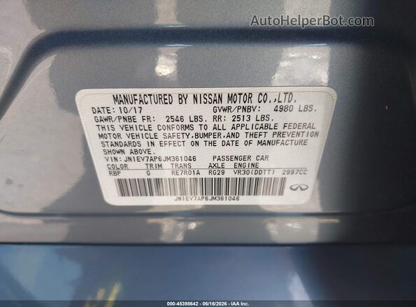 JN1EV7AP6JM361046 2018 INFINITI Q50 Синий Вид подкапотного пространства