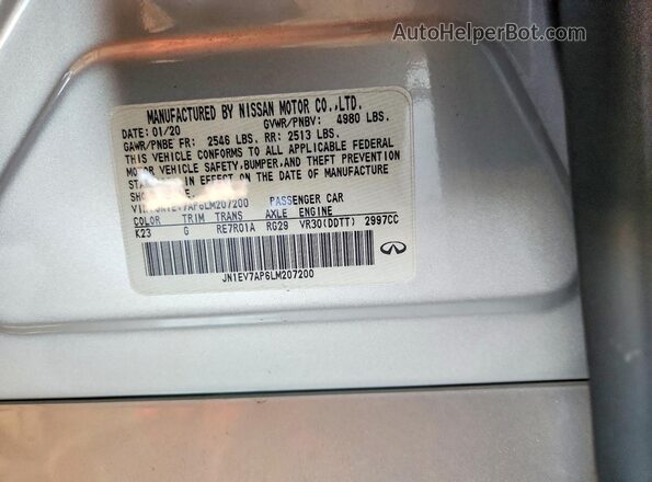 JN1EV7AP6LM207200 2020 INFINITI Q50 Серебряный 