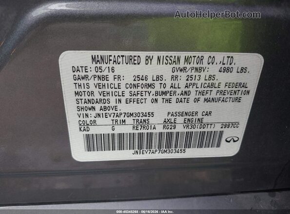 JN1EV7AP7GM303455 2016 INFINITI Q50 Silver Շարժիչի բաժամունքի տեսք