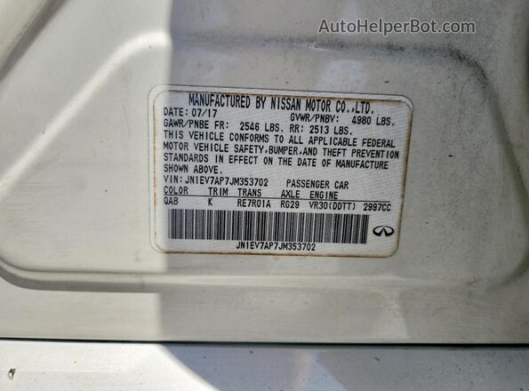 JN1EV7AP7JM353702 2018 INFINITI Q50 White Widok komory silnika