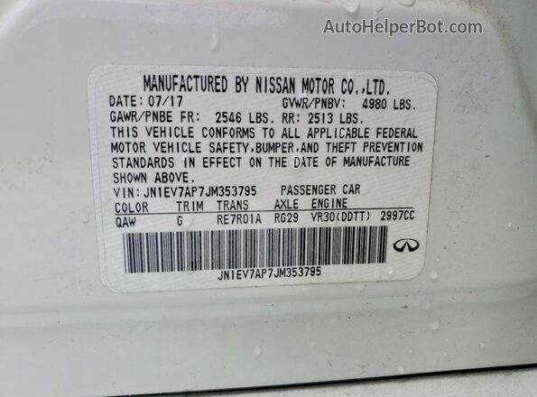 JN1EV7AP7JM353795 2018 INFINITI Q50 White Widok komory silnika