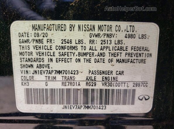 JN1EV7AP7MM701423 2021 INFINITI Q50 Black 