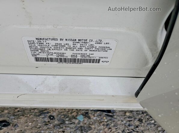 JN1EV7AP8JM356981 2018 INFINITI Q50 White 