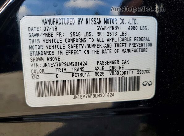 JN1EV7AP9LM201424 2020 INFINITI Q50 Black Vista del compartimento del motor