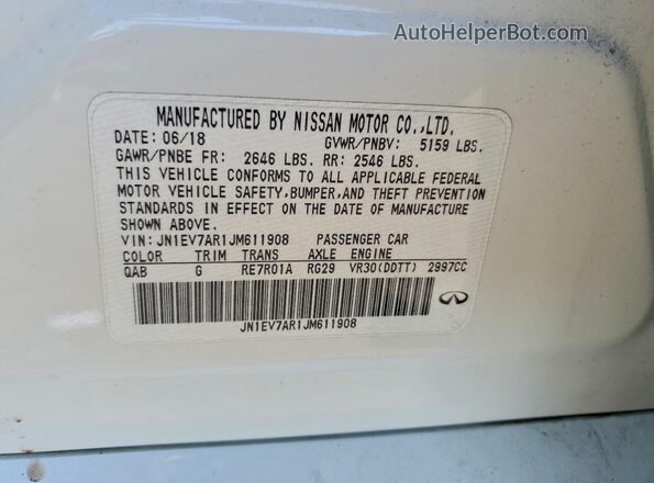 JN1EV7AR1JM611908 2018 INFINITI Q50 White Engine compartment view