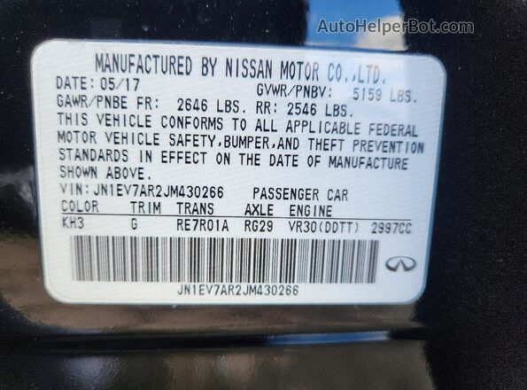 JN1EV7AR2JM430266 2018 INFINITI Q50 Black 