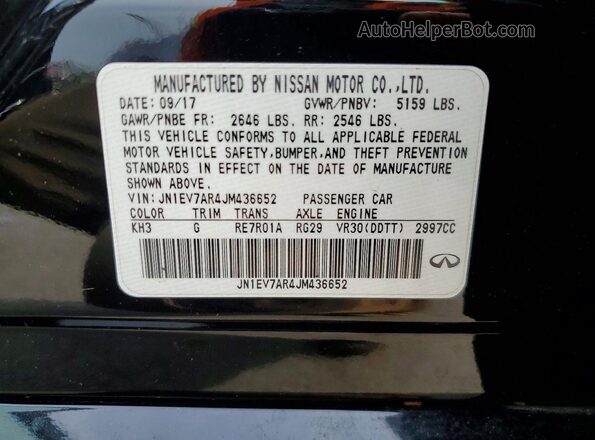 JN1EV7AR4JM436652 2018 INFINITI Q50 Черный Вид наклейки с VIN-кодом