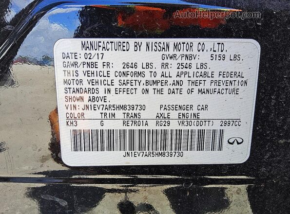 JN1EV7AR5HM839730 2017 INFINITI Q50 Black 