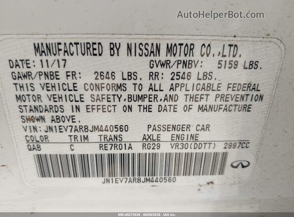 JN1EV7AR8JM440560 2018 INFINITI Q50 White Widok komory silnika