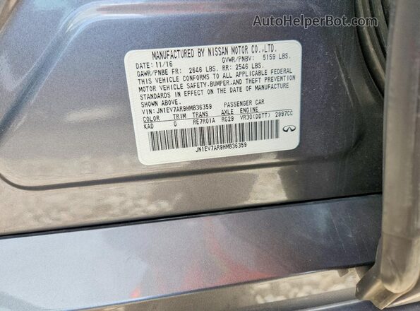 JN1EV7AR9HM836359 2017 INFINITI Q50 Серый Вид подкапотного пространства