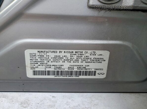 JN1EV7AR9JM441085 2018 INFINITI Q50 Silver Engine compartment view