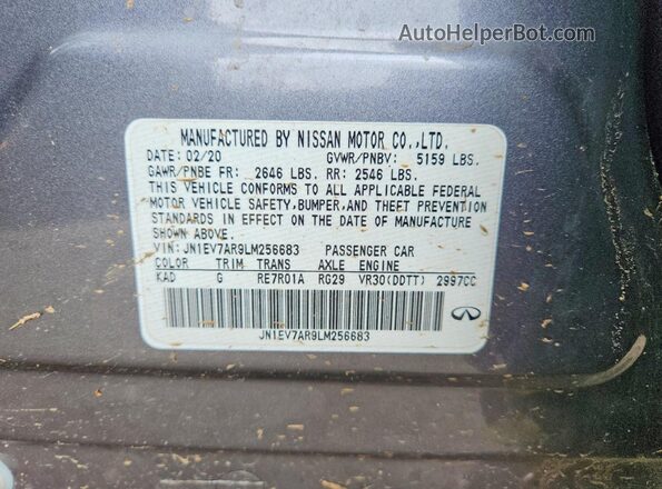 JN1EV7AR9LM256683 2020 INFINITI Q50 Gray Widok komory silnika