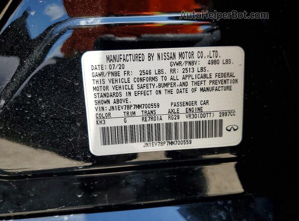JN1EV7BP7MM700559 2021 INFINITI Q50 Black Widok naklejki z numerem VIN