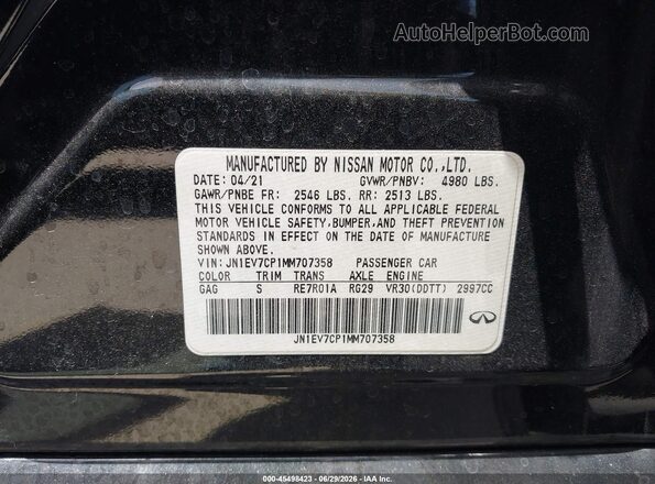 JN1EV7CP1MM707358 2021 INFINITI Q50 Black Engine compartment view