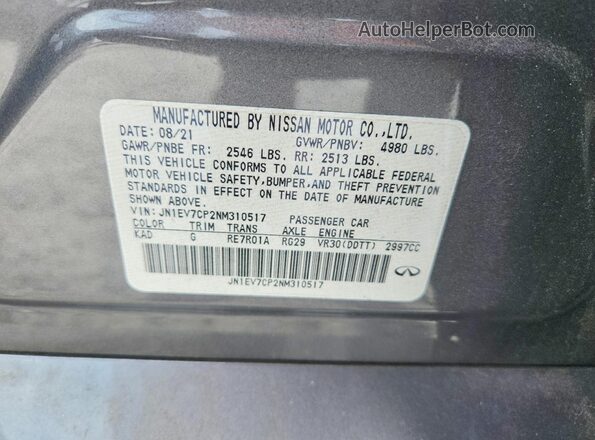 JN1EV7CP2NM310517 2022 INFINITI Q50 Silver Widok komory silnika