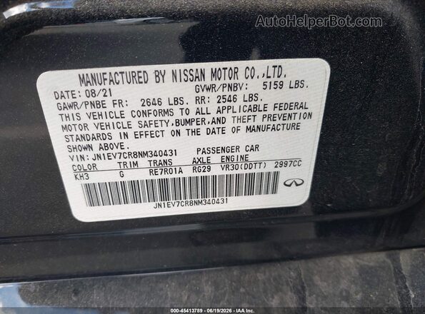 JN1EV7CR8NM340431 2022 INFINITI Q50 Black ძრავის განყოფილების ხედი