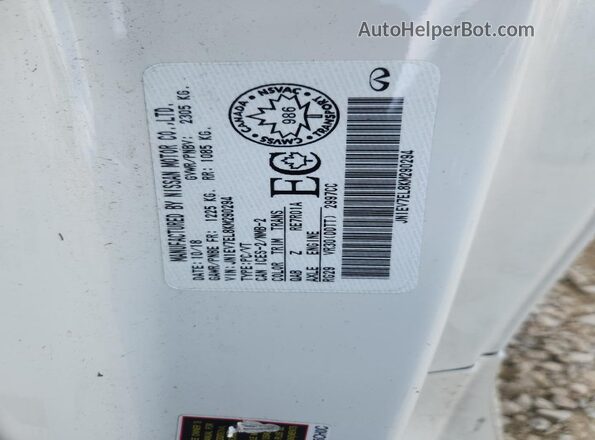 JN1EV7EL8KM290294 2019 INFINITI Q60 White Vista interior de 360 grados