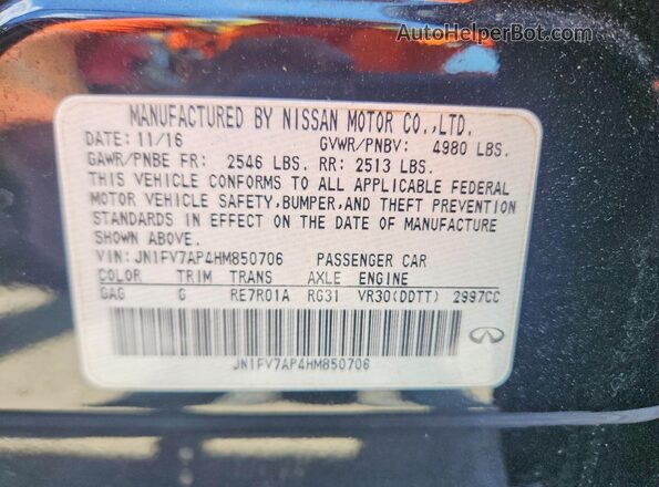 JN1FV7AP4HM850706 2017 INFINITI Q50 Черный 