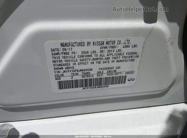 JN1FV7AP8JM460598 2018 INFINITI Q50 White 