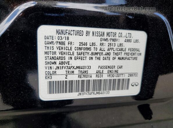 JN1FV7APXJM640133 2018 INFINITI Q50 Black VIN sticker view