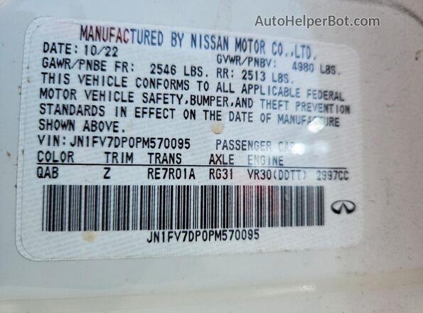 JN1FV7DP0PM570095 2023 INFINITI Q50 White Widok komory silnika