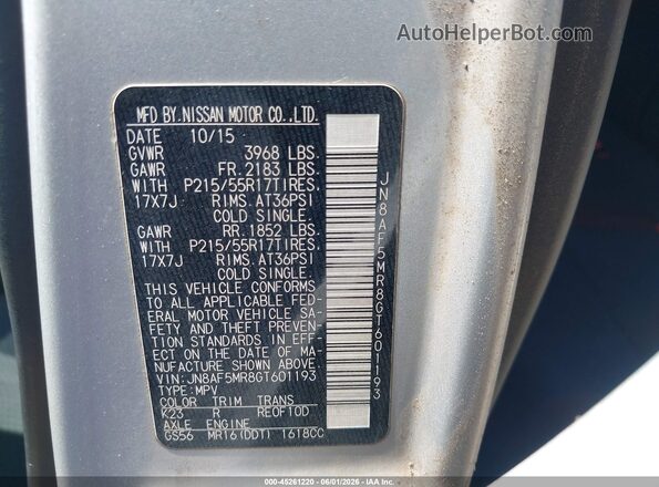 JN8AF5MR8GT601193 2016 NISSAN JUKE Silver Widok komory silnika
