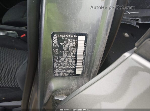 JN8AF5MR9GT606581 2016 NISSAN JUKE Серый Вид подкапотного пространства