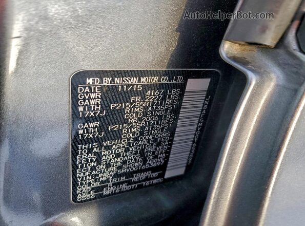 JN8AF5MV0GT653897 2016 NISSAN JUKE Gray Vista de la etiqueta del VIN