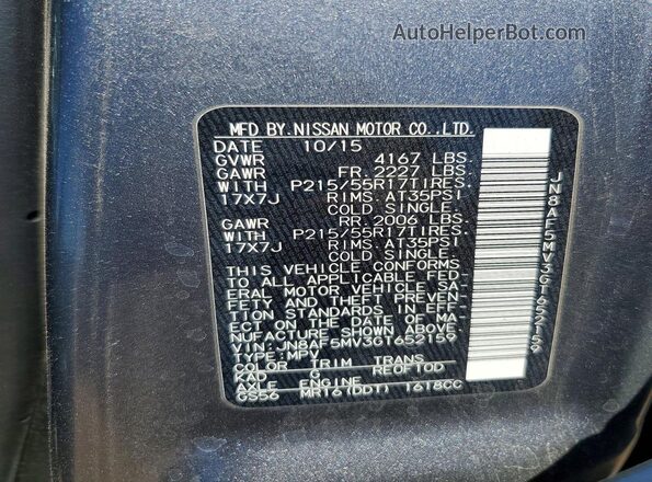 JN8AF5MV3GT652159 2016 NISSAN JUKE Charcoal Widok komory silnika