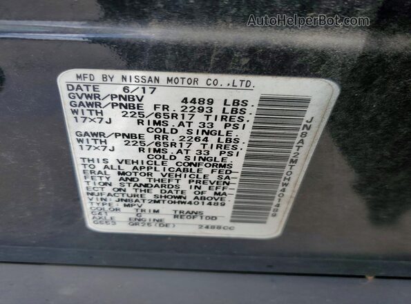 JN8AT2MT0HW401489 2017 NISSAN ROGUE Black VIN sticker view