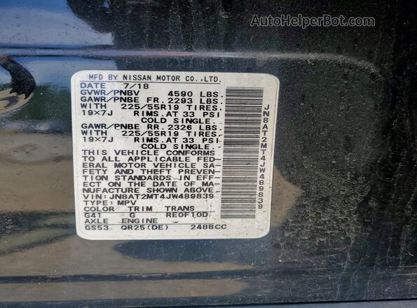 JN8AT2MT4JW489839 2018 NISSAN ROGUE Черный Вид подкапотного пространства