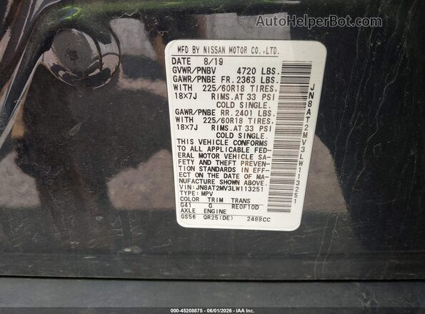 JN8AT2MV3LW113251 2020 NISSAN ROGUE Black Engine compartment view
