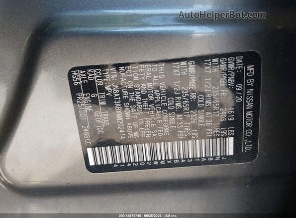 JN8AT3ABXMW202414 2021 NISSAN ROGUE Gray Widok komory silnika