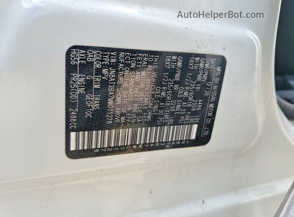 JN8AT3BA7MW011278 2021 NISSAN ROGUE White Вид наклейки з VIN-кодом