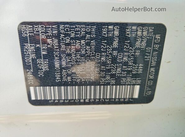 JN8AT3CA6MW013845 2021 NISSAN ROGUE Cream 