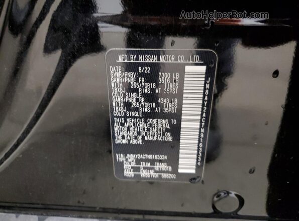 JN8AY2AC7N9163334 2022 NISSAN ARMADA Черный Вид наклейки с VIN-кодом