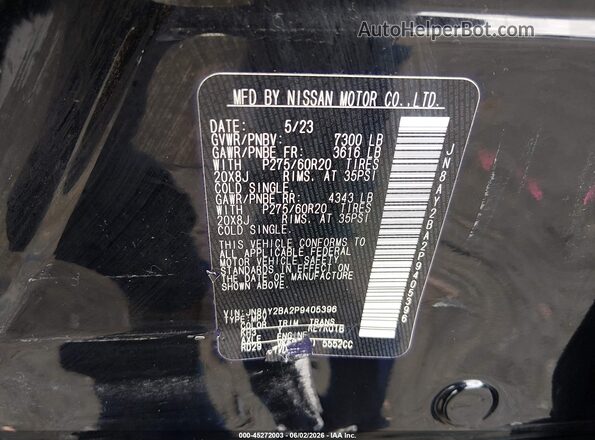 JN8AY2BA2P9405396 2023 NISSAN ARMADA Black Engine compartment view