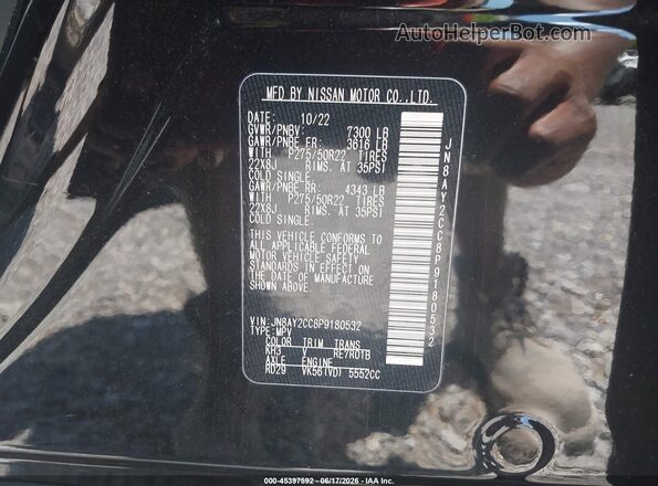 JN8AY2CC8P9180532 2023 NISSAN ARMADA Black Вид підкапотного простору