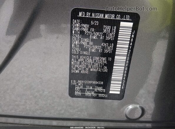JN8AY2CD6P9694338 2023 NISSAN ARMADA Gray Widok komory silnika