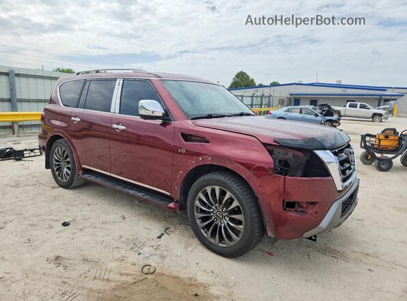 JN8AY2DA3M9372725 2021 NISSAN ARMADA Темно-бордовый Передняя правая четверть