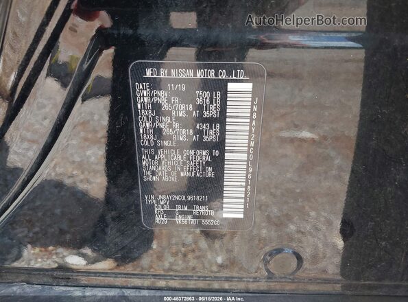 JN8AY2NC0L9618211 2020 NISSAN ARMADA Black ძრავის განყოფილების ხედი