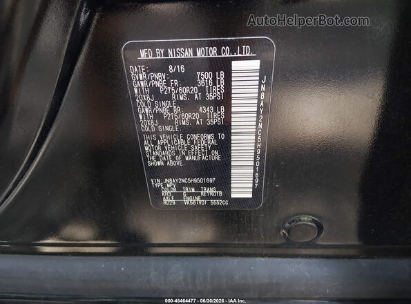 JN8AY2NC5H9501697 2017 NISSAN ARMADA Black Вид підкапотного простору
